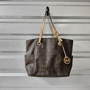 Michael‎ Kors Tote Bag Purse Satchel Brown Signature Print Shoulder Bag